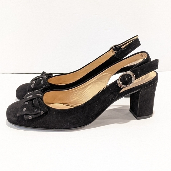PETER Kaiser black suede sling back heels sz 6.5 - Picture 5 of 16